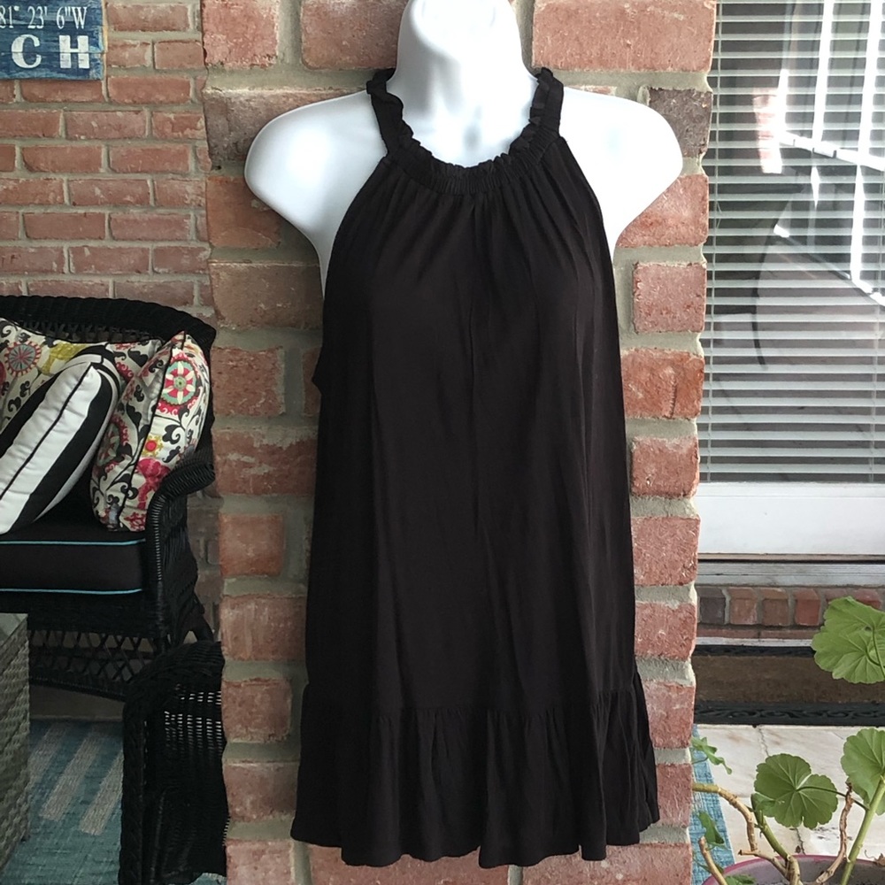 LOFT Black Stretchy Halter Sleeveless Peplum Top Tunic Medium NWT